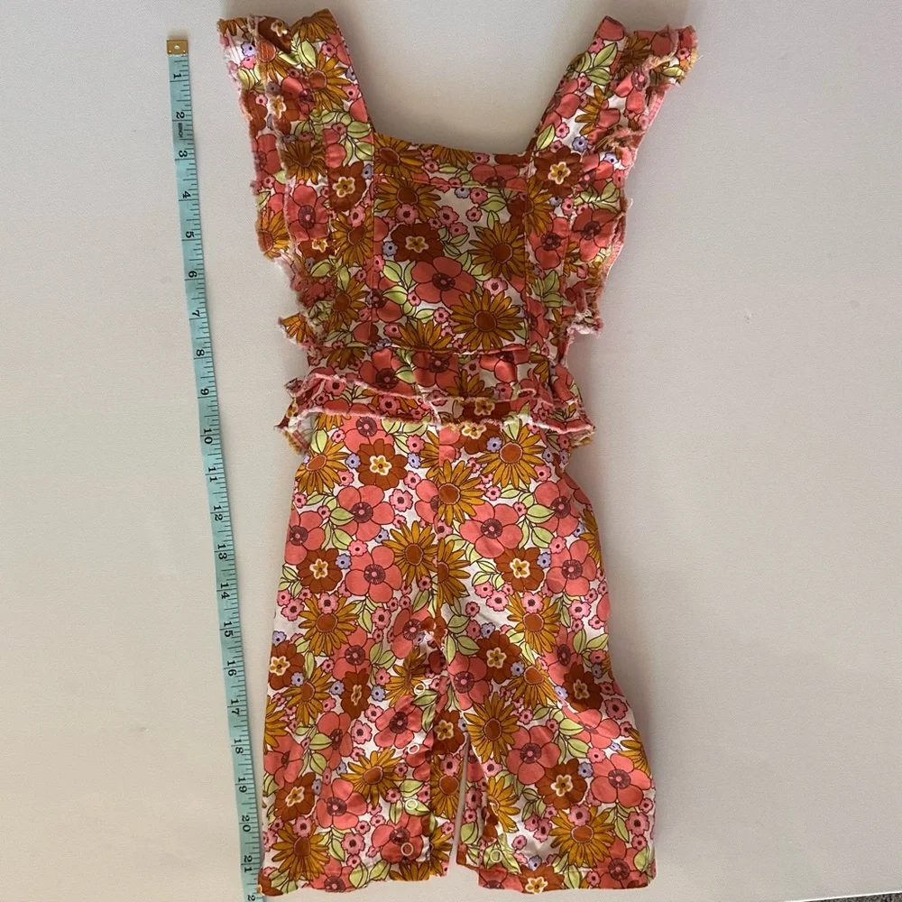 Wonder Nation Floral Overalls - Pink and Yellow